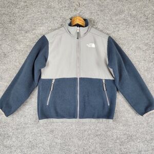 The North Face Jacket Boys Denali Polartec Fleece Gray Blue Large Full Zip
